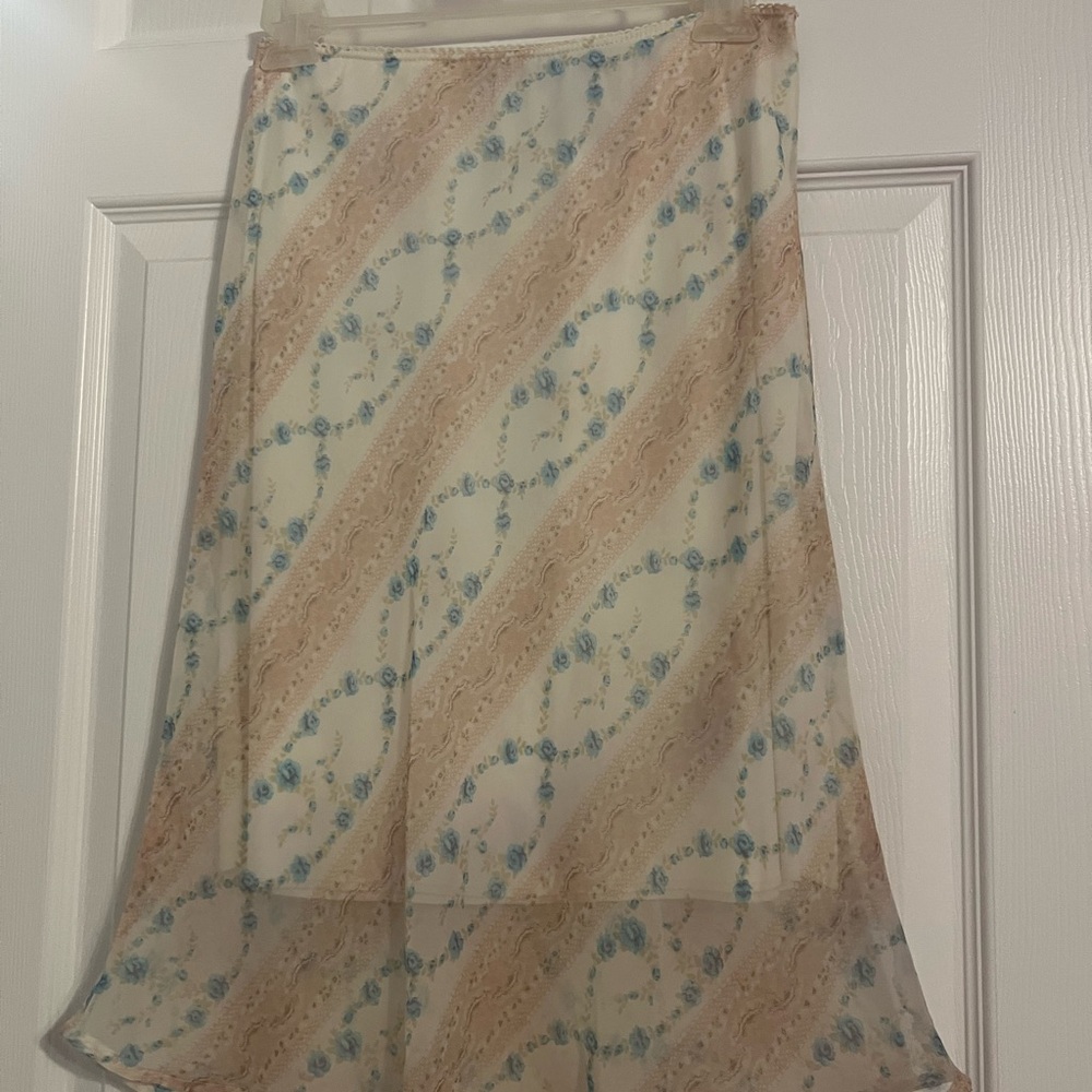 Floral Beige and Blue Women's Skirt